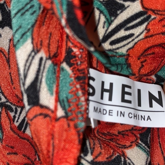 Floral Print Red and Green Puff Sleeve Blouse Top Size Small S - Picture 16 of 16